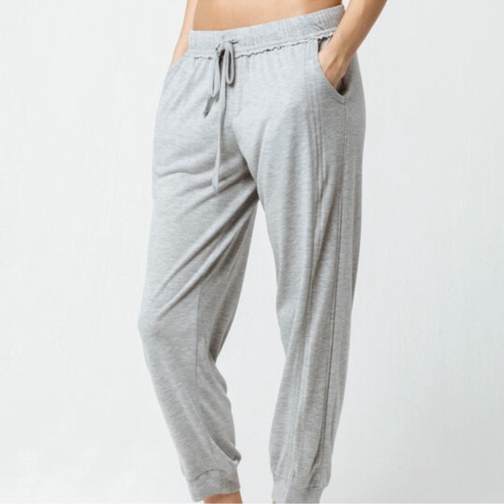 Splendid Crop Joggers Gray Boho Raw Edge Drawstring Waist Pull On Ankle Pants XS